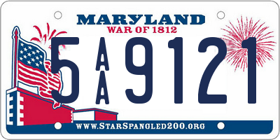 MD license plate 5AA9121