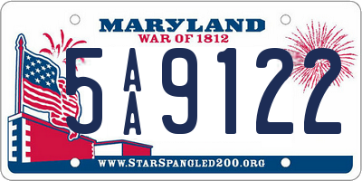 MD license plate 5AA9122