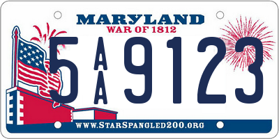 MD license plate 5AA9123