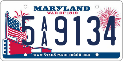 MD license plate 5AA9134