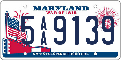 MD license plate 5AA9139