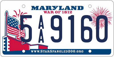 MD license plate 5AA9160