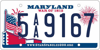 MD license plate 5AA9167