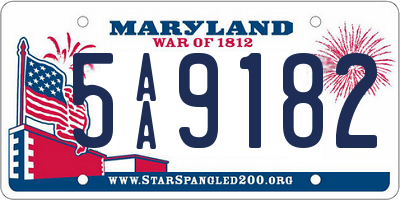 MD license plate 5AA9182