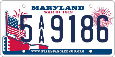 MD license plate 5AA9186