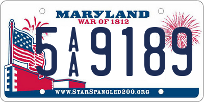 MD license plate 5AA9189