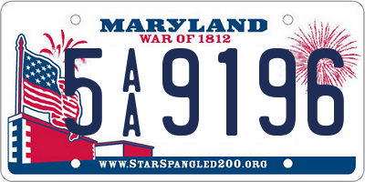 MD license plate 5AA9196