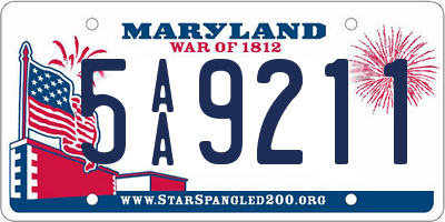 MD license plate 5AA9211