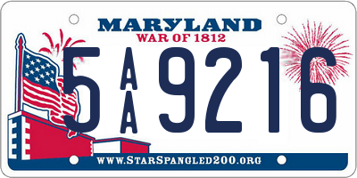 MD license plate 5AA9216