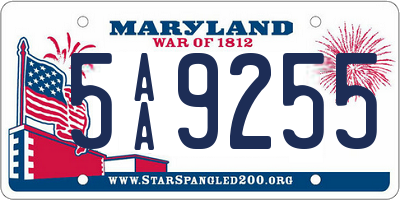 MD license plate 5AA9255