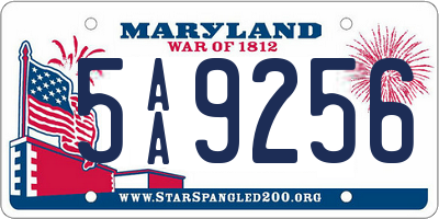 MD license plate 5AA9256