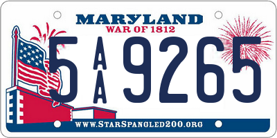 MD license plate 5AA9265