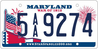 MD license plate 5AA9274