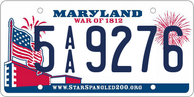 MD license plate 5AA9276