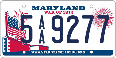 MD license plate 5AA9277