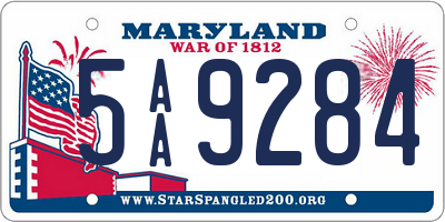MD license plate 5AA9284