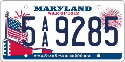MD license plate 5AA9285