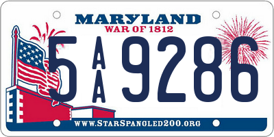 MD license plate 5AA9286