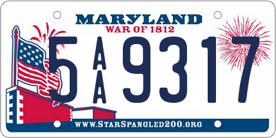 MD license plate 5AA9317