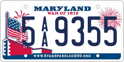 MD license plate 5AA9355