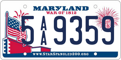 MD license plate 5AA9359