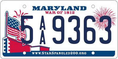 MD license plate 5AA9363