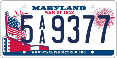 MD license plate 5AA9377