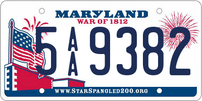 MD license plate 5AA9382