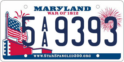 MD license plate 5AA9393