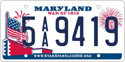 MD license plate 5AA9419