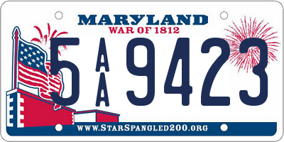 MD license plate 5AA9423