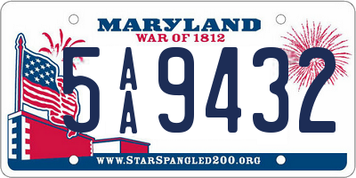 MD license plate 5AA9432