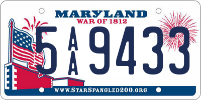 MD license plate 5AA9433