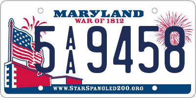 MD license plate 5AA9458