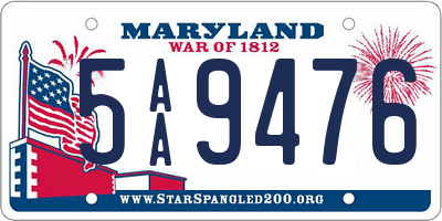 MD license plate 5AA9476