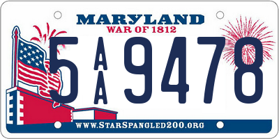 MD license plate 5AA9478