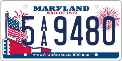 MD license plate 5AA9480