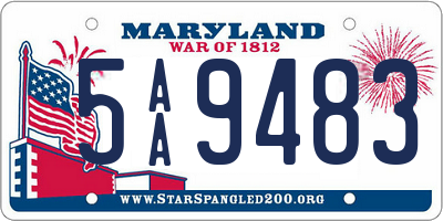 MD license plate 5AA9483