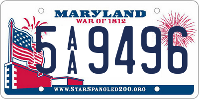 MD license plate 5AA9496