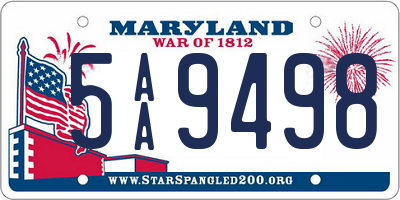 MD license plate 5AA9498