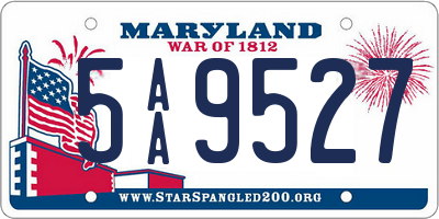 MD license plate 5AA9527