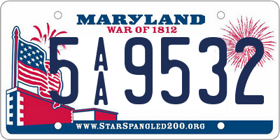 MD license plate 5AA9532