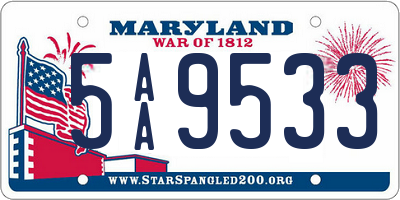 MD license plate 5AA9533