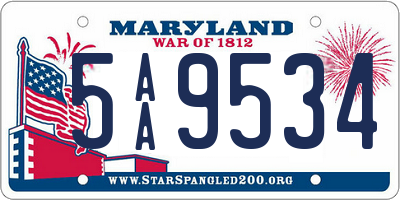 MD license plate 5AA9534