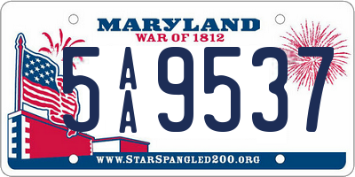 MD license plate 5AA9537