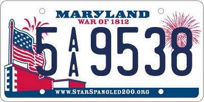 MD license plate 5AA9538