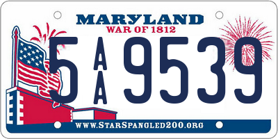 MD license plate 5AA9539