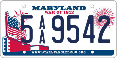 MD license plate 5AA9542