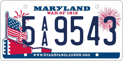 MD license plate 5AA9543