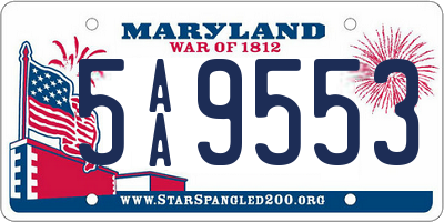 MD license plate 5AA9553